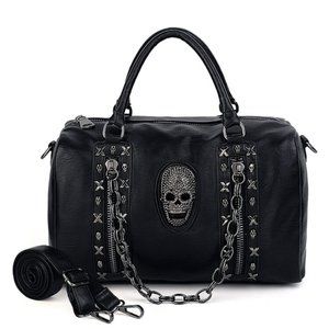 Skull Tote Bag Rivet Studded PU Leather NEW